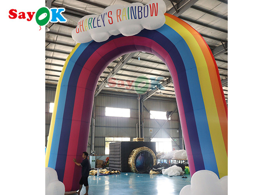 La publicidad colorida del arco inflable del arco iris explota la puerta para la decoración
