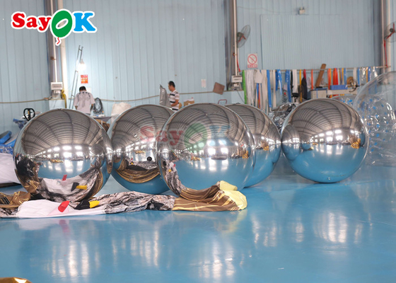 Esfera de espejo de oro Club nocturno de PVC Balón inflable Fiesta de discoteca Boda de oro Plata Esfera flotante Esfera de espejo inflable