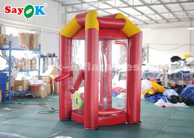 Cabina inflable del dinero de los productos/PVC del cubo inflable de encargo rojo de la lona con 2 ventiladores
