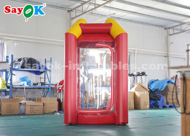 Cabina inflable del dinero de los productos/PVC del cubo inflable de encargo rojo de la lona con 2 ventiladores