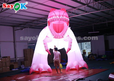 dinosaurio inflable rosado de los 4m para tirantez festiva del aire de la prueba húmeda de la decoración la alta