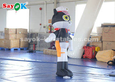 Personajes inflables en interiores Personajes inflables de dibujos animados Modelo de sheriff de gato negro de 1,5 metros