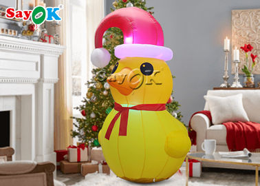 Pato llevado del amarillo de la Navidad con los personajes de dibujos animados inflables del SGS de Red Hat