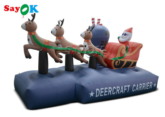 Navidad los 7.5ft inflable Santa Claus Three Reindeer Pull Carts de las decoraciones del día de fiesta de los 2.5m