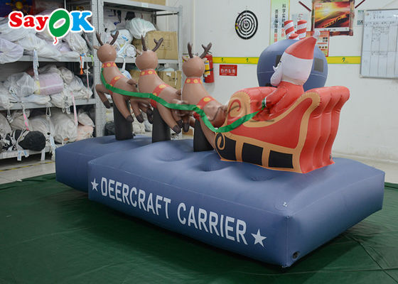 Navidad los 7.5ft inflable Santa Claus Three Reindeer Pull Carts de las decoraciones del día de fiesta de los 2.5m