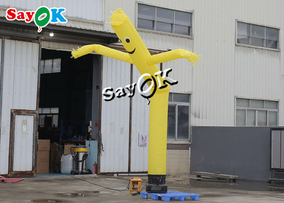Explotar los bailarines de aire modificados para requisitos particulares hombre inflable amarillo del tubo de los 5m para hacer publicidad del negocio